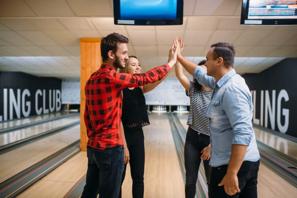 Bowling team joined hands before the competition