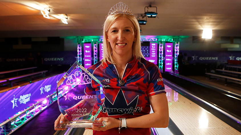 Champion Birgit Noreiks of Germany professional bowler in the professional sport of bowling